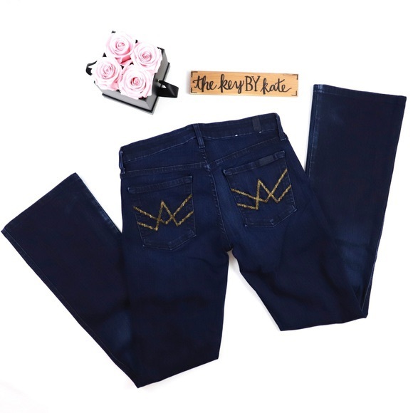 7FAM A Pocket Embellished Pockets Blue Jeans - Picture 5 of 7